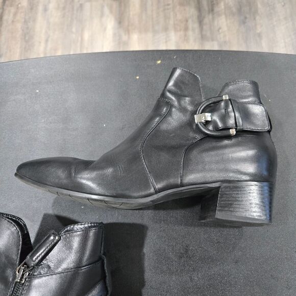 🐢 Aquatalia Fiamma Black Leather Bootie Chelsea Boot size 11 Made in Italy - Picture 8 of 16